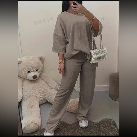 Coffee Brown Tee & Pants Set - Picture 2 of 2